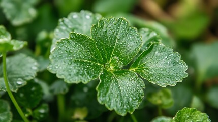 Dew-Kissed Green Leaf: A Macro Photography of Nature's Serenity