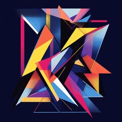 Abstract Geometric Composition of Vibrant Triangles