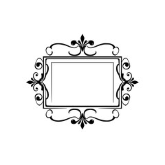 Elegant Vintage Frame Design: Classic Floral Border, Decorative Ornament, Swirl Flourish, Vector Graphic,  Perfect for Template, Background, and Image Decoration