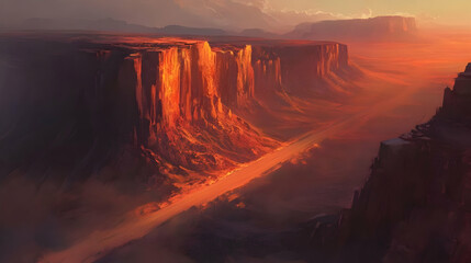 Fototapeta premium Majestic Desert Canyon at Sunset: A Breathtaking Landscape