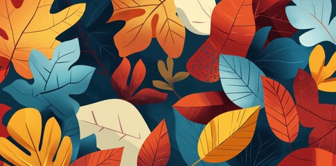 Colorful Autumn Leaves Abstract Design