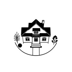 A minimalist black and white illustration of a house, showcasing simple geometric shapes and clean lines. Ideal for real estate, architecture, and home design projects.