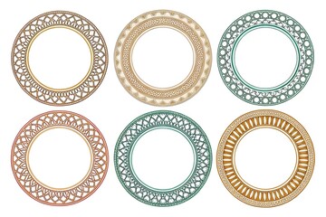 Set of decorative circle border frames.