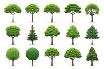 Fototapeta premium Collection of Tree Silhouettes on White Background 