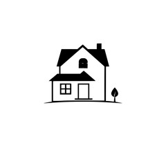 Simple House Illustration: Black and White Minimalist Home Design