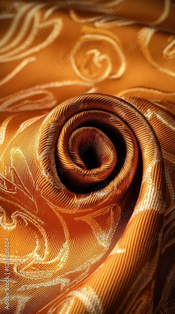 Poster luxurious deep brown silk tie elegant formal setting macro view intricate patterns sophisticated moo