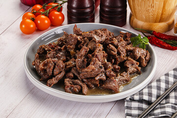 Stew beef slices with gravy