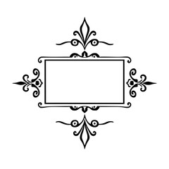 Elegant Black and White Vintage Frame Design: Decorative Flourish Border, Classic Ornament, Vector Illustration Template for Backgrounds and Images