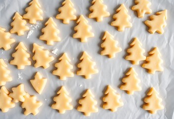 Golden Christmas Tree Cookies: A Festive Baking Scene