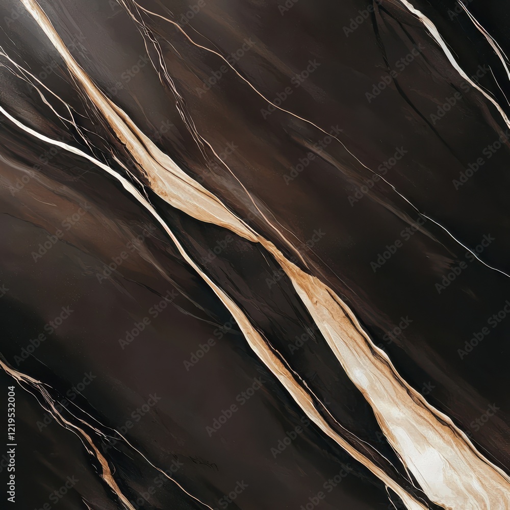 Poster mocha mousse tone color macro view of glossy brown ceramic tile with textures in modern sleek enviro