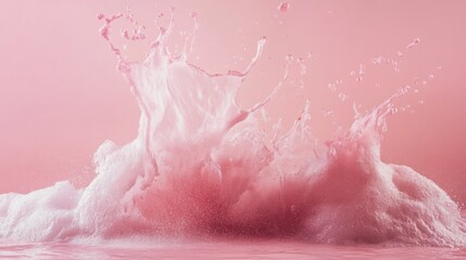 Pink liquid splash captured mid-air with dynamic motion