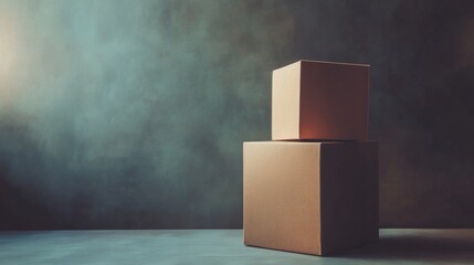 Minimalist cardboard boxes in a muted atmosphere