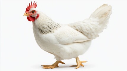 Fototapeta premium White Bantam Hen Isolated on White Background