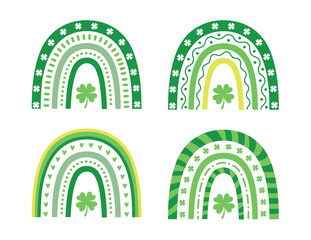 St. Patrick's Day Green Rainbow Clipart with Shamrock