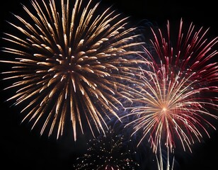 Night Sky Fireworks: Golden and Red Explosions