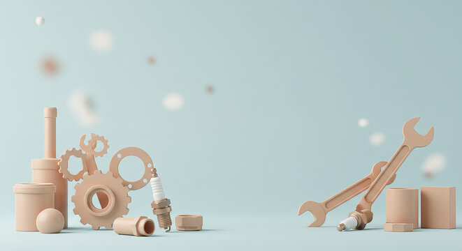 Minimalist Labor Day Background Featuring Subtle Tools and Light Flares on a Soft Blue Gradient, Symbolizing Simplicity, Hard Work, and the Spirit of the Workforce