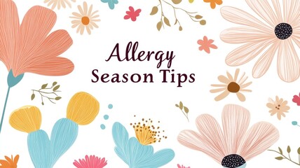 Allergy season tips with floral background for educational design