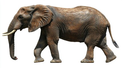 Fototapeta premium African Elephant Walking Isolated on White