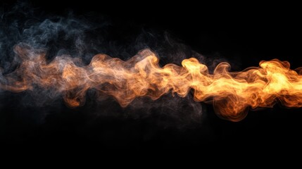 Abstract fire smoke stream, dark background, design element