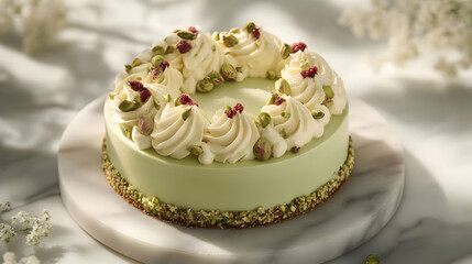 Elegant Pistachio Cream Cheese Cake: A Sweet Treat