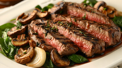 Savor the Flavor: Grilled Steak with Mushrooms and Spinach