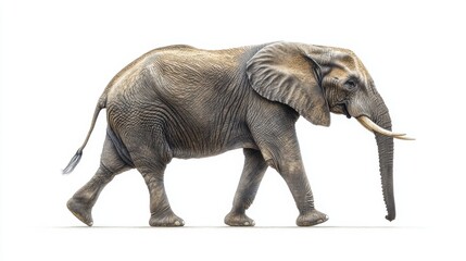 Obraz premium African Elephant Walking Isolated on White