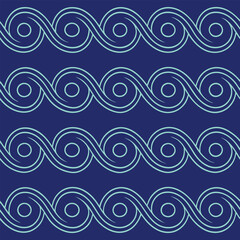 Geometric Curvy Waves Seamless Vector Pattern.