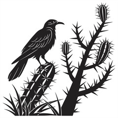 a bird perched on silhouette vector design art and illustration