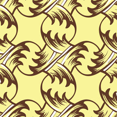 Geometric Curvy Waves Seamless Vector Pattern.