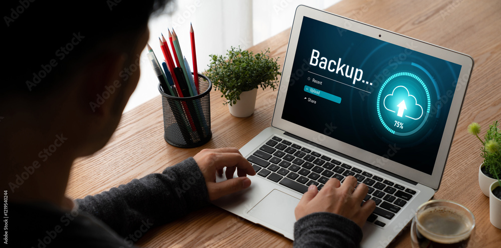 Poster backup storage data internet technology business concept. database storage cloud technology file dat