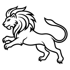 Bold Black and White Line Art Illustration of a Majestic Lion