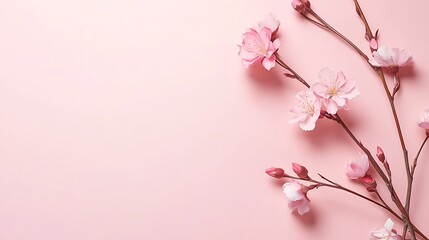 Obraz premium Delicate Pink Blossoms on a Soft Pink Background