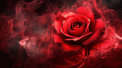  Red Rose with Smoke