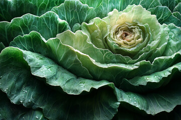 Obraz premium A Detailed Close Up Of A Green Cabbage Head