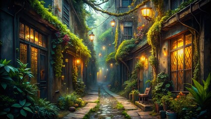 Fototapeta premium Surreal Old Alleyway: Dreamlike Urban Exploration Photography