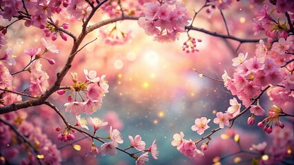 Obraz premium Surreal Pink Cherry Blossom Tree Frame: Dreamlike Floral Fantasy