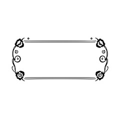 Elegant Floral Frame: Vintage Art Deco Border Design. Perfect for invitations, cards, and more. Classic black and white vector graphic.