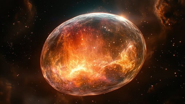 Cosmic sphere with fiery core.