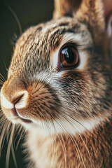 Close-up of a rabbit's detailed eye and fur texture
