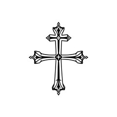 Ornate Christian Cross: A Symbol of Faith and Spirituality.  Elegant design, perfect for religious art, prints, and digital use.