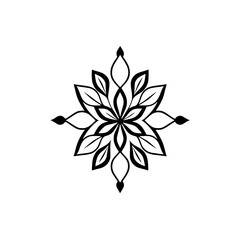 Elegant Black and White Mandala Flower Design:  A Geometric Floral Pattern for Abstract Art,  Decorative Elements, and Cultural Symbolism.