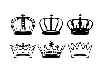 Crown Icons Set - Royalty and Luxury Vector Illustrations