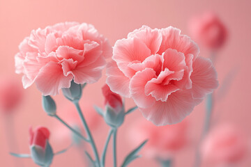 Obraz premium Two Delicate Pink Carnations in Soft Focus