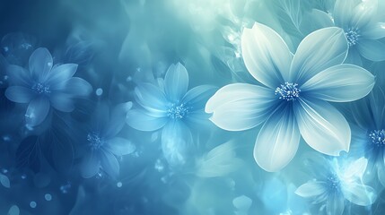 Serene Blue Flowers Softly Illuminated Background