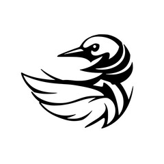 Abstract Bird: Black and White Vector Graphic, Perfect for Logo, Tattoo, or Print