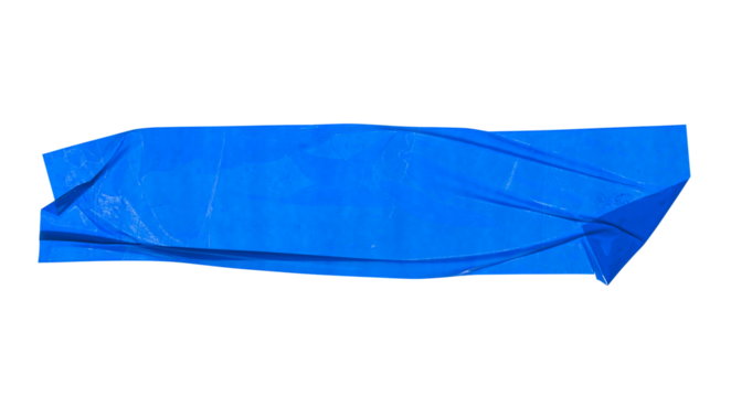 Wrinkled or crumpled blue adhesive vinyl tape