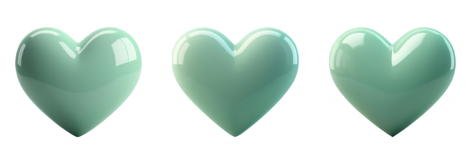 Pastel Mint Heart Glossy 3D Texture