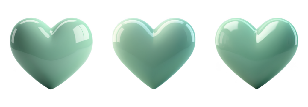 Pastel Mint Heart Glossy 3D Texture - Powered by Adobe