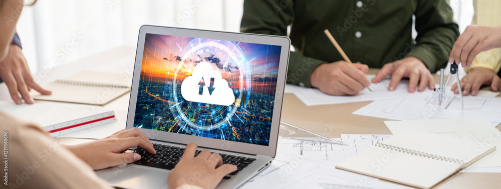Poster cloud computing software for brisk remote work and personal data storage