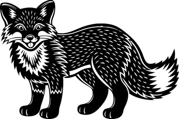 Obraz premium Cartoon Fox: Simple Black and White Illustration